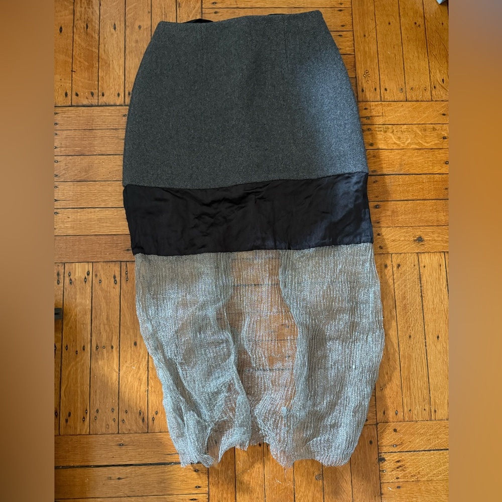Prada 2022 Midi Skirt with Mesh Detail IT38 / S